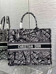 Okify Dior Large Book Tote Black And White 42x35x18cm - 1
