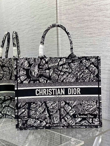 Okify Dior Large Book Tote Black And White 42x35x18cm