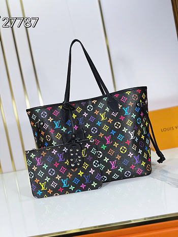 Okify Louis Vuitton x TM Neverfull MM Bag Black 32x29x17cm