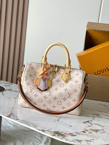 Okify Louis Vuitton Speedy 25 Bag White Monogram Dune M2A038 26x19x15cm